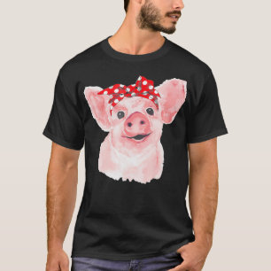Pig Bandana cute for Girl and Women Pig Lover Gif T-Shirt