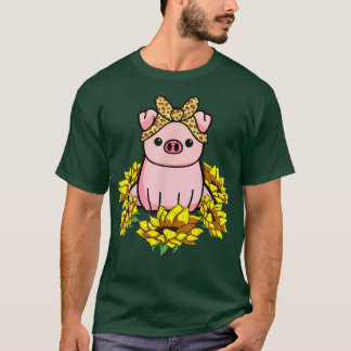 Pig Bandana Sunflower  T-Shirt