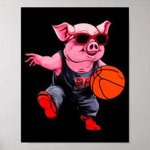 Pig basketball player performance poster