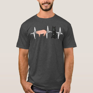 Pig Belgian Sheepdog Heartbeat Dog Lover T-Shirt