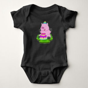 Pig Birthday Cake Baby Bodysuit