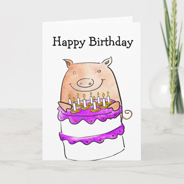 Pig birthday card (Front)