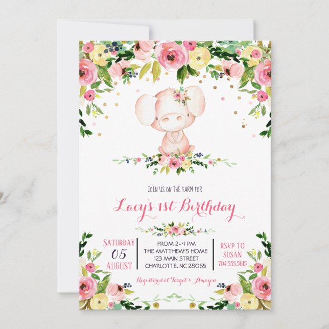 Pig Birthday Invitation, pig birthday invitation (Front)