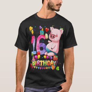 Pig Birthday Party 16 Year Old Boy 16th Pig Birthd T-Shirt