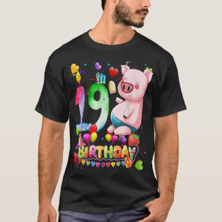 Pig Birthday Party 19 Year Old Boy 19th Pig Birthd T-Shirt