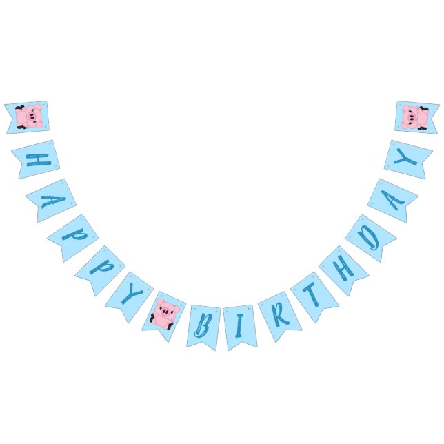 Pig Birthday Party Bunting Flags (All)
