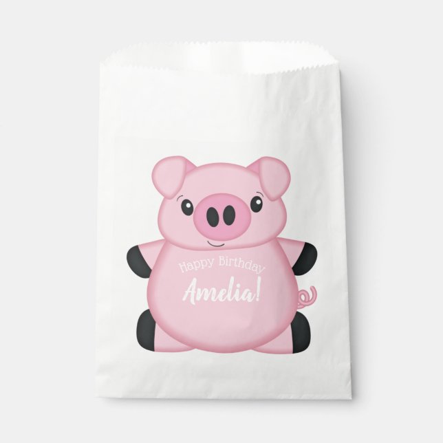 Pig Birthday Party Favour Bag (Front)