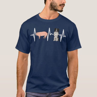 Pig Border Collie Heartbeat Dog Lover T-Shirt