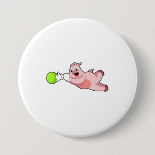 Pig Bowling Bowling ball 3 Inch Round Button