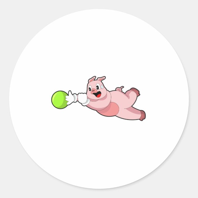 Pig Bowling Bowling ball Classic Round Sticker (Front)