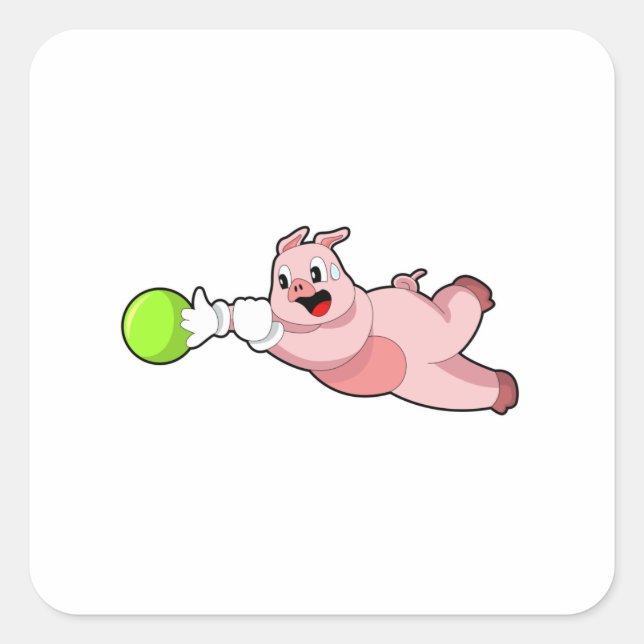Pig Bowling Bowling ball Square Sticker (Front)