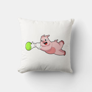 Pig Bowling Bowling ball Throw Pillow
