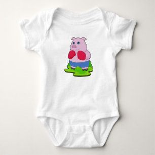 Pig Boxer Boxing gloves Boxing Baby Bodysuit