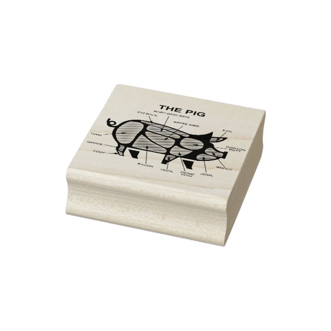 Pig Butcher Chart Rubber Stamp (Stamp)