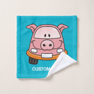 Pig Cartoon Car Bath Towel Set