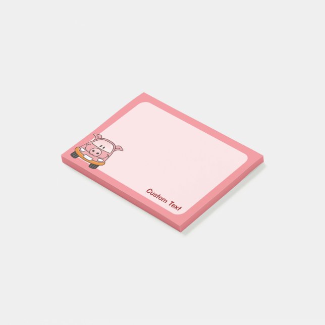 Pig Cartoon Car Post-it Notes (Angled)