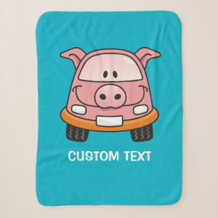 Pig Cartoon Car Sherpa Blanket