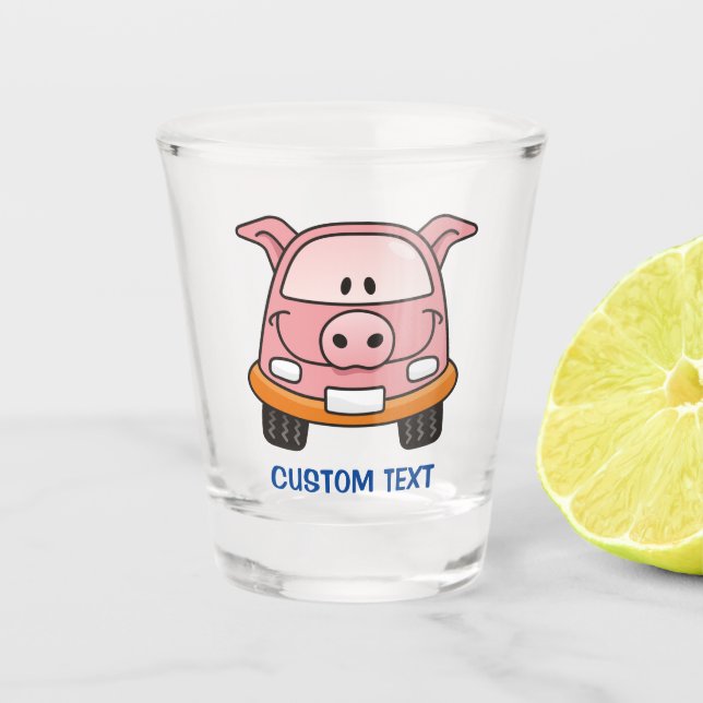 Pig Cartoon Car Shot Glass (Front)