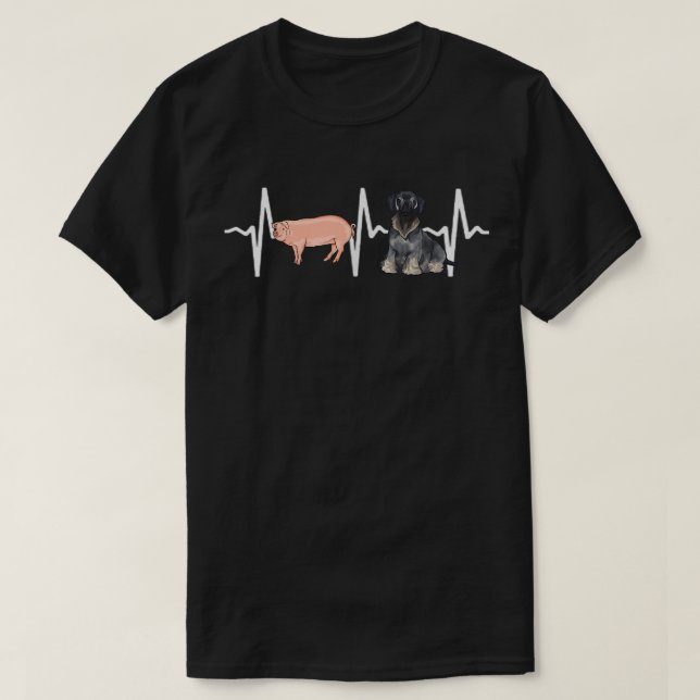 Pig Cesky Terrier Heartbeat Dog Lover  T-Shirt (Design Front)