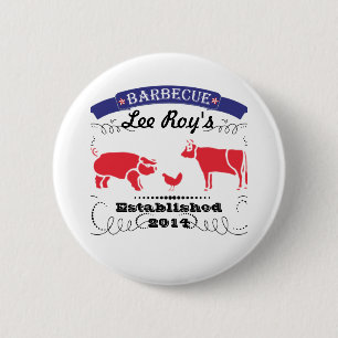 Pig, Chicken and Cow Vintage Barbeque 2 Inch Round Button