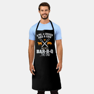 Pig ChickenJoke Large Black Apron