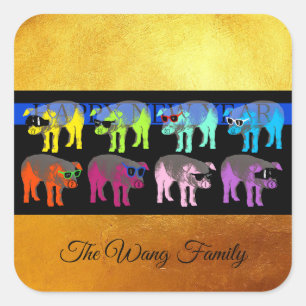 Pig Chinese New Year 2019 Pop Gold Square S Sticker