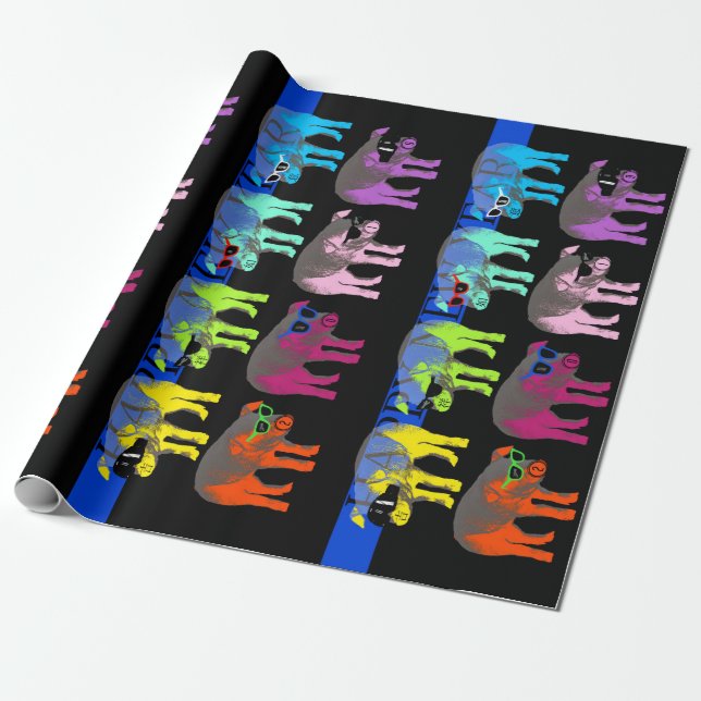 Pig Chinese New Year 2019 Pop Wrapping Paper (Unrolled)