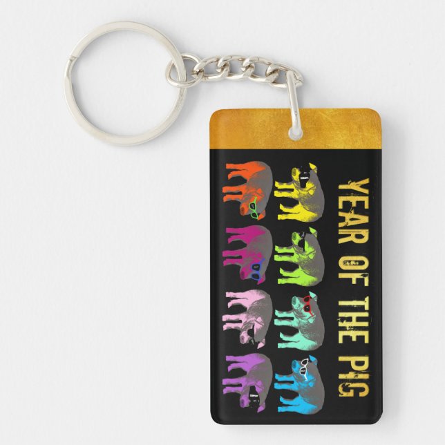 Pig Chinese New Year Zodiac Birthday Name Keychain (Front)