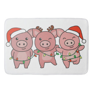 Pig Christmas Christmas Animals Cute Pigs Bath Mat