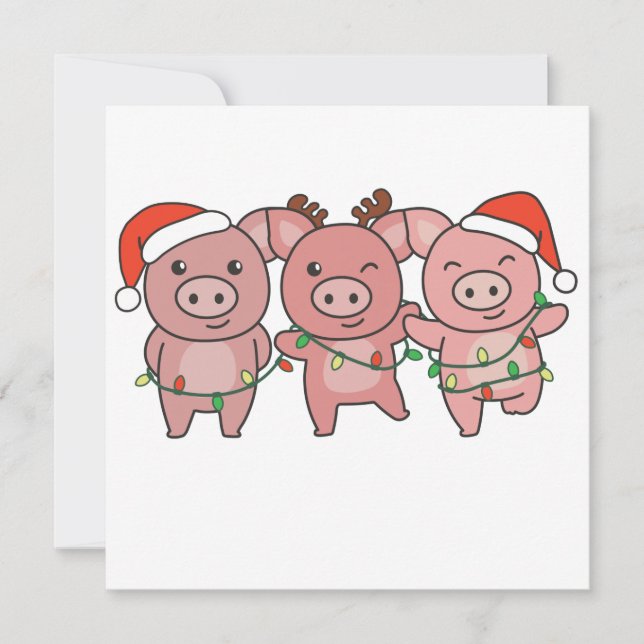 Pig Christmas Christmas Animals Cute Pigs Invitati Invitation (Front)