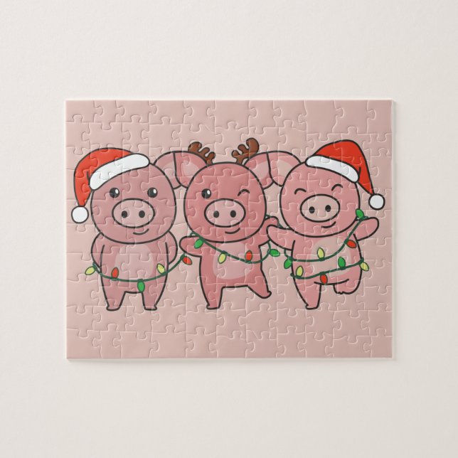 Pig Christmas Christmas Animals Cute Pigs Jigsaw P Jigsaw Puzzle (Horizontal)