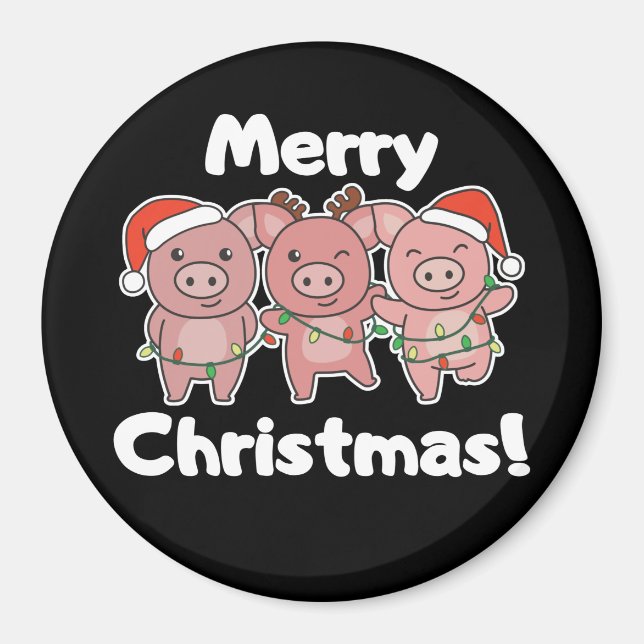 Pig Christmas Cute Pigs Merry Christmas Magnet (Front)