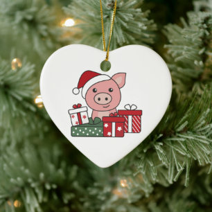Pig Christmas Gift Winter Animals Pigs Ceramic Orn Ornament
