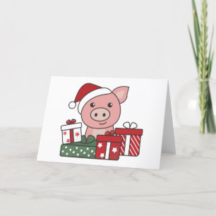 Pig Christmas Gift Winter Animals Pigs Holiday Card
