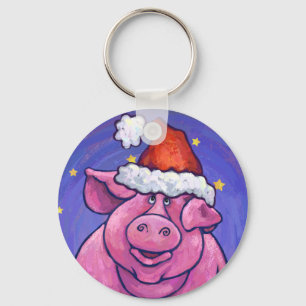 Pig Christmas Keychain