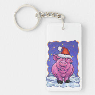 Pig Christmas Keychain