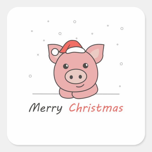Pig Christmas Snow Winter Animals Pigs Square Sticker (Front)