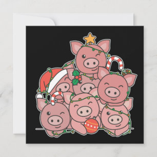 Pig Christmas Tree Funny Animal Christmas Invitati Invitation