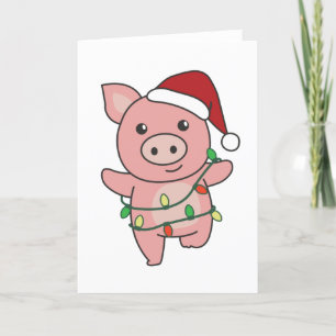 Pig Christmas Winter Animals Pigs Holiday Card