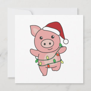 Pig Christmas Winter Animals Pigs Invitation
