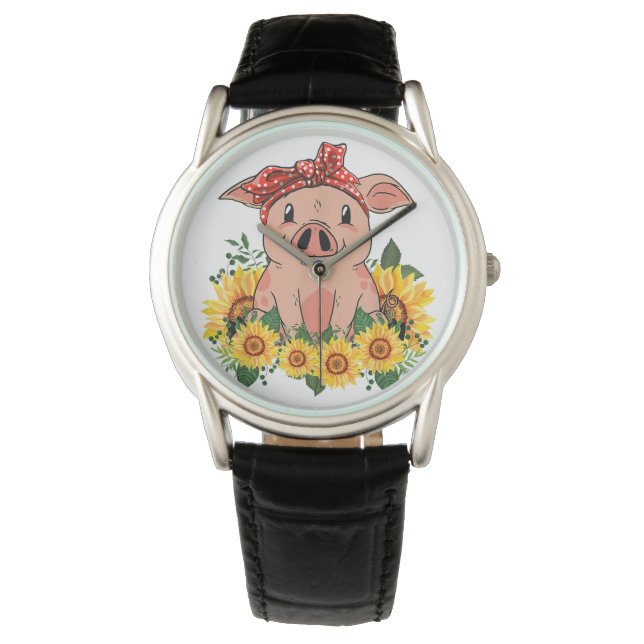 Pig Clock Art Cute Pig Gifts Watch (Front)