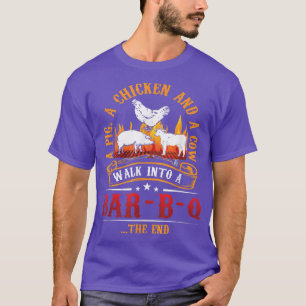 Pig Cow BBQ Meat Lover Grill Friends Fun Chicken T-Shirt