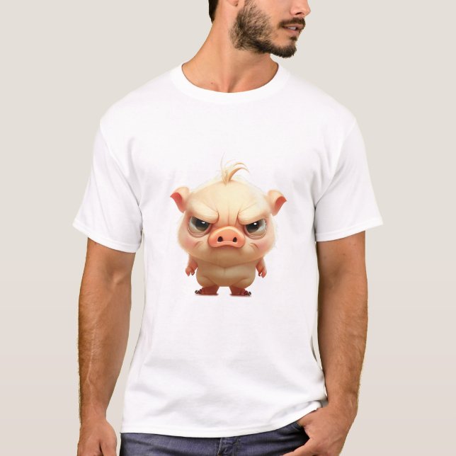 Pig Cute Adorable Humourous Illustration T-Shirt (Front)