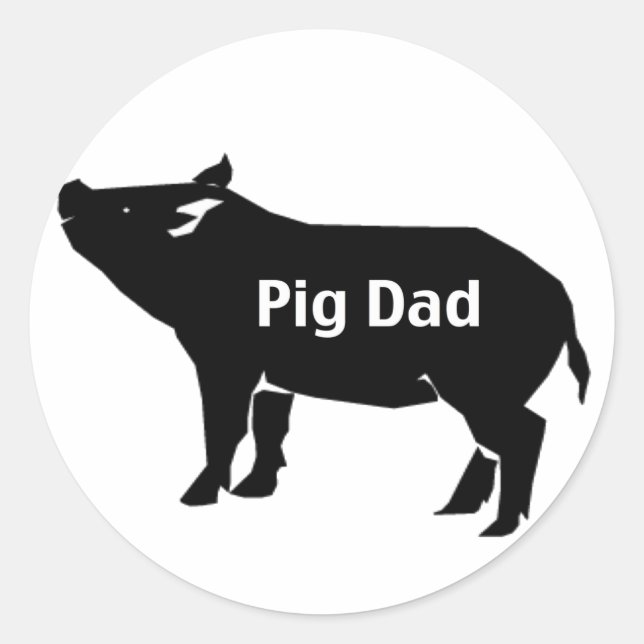 Pig Dad Classic Round Sticker (Front)