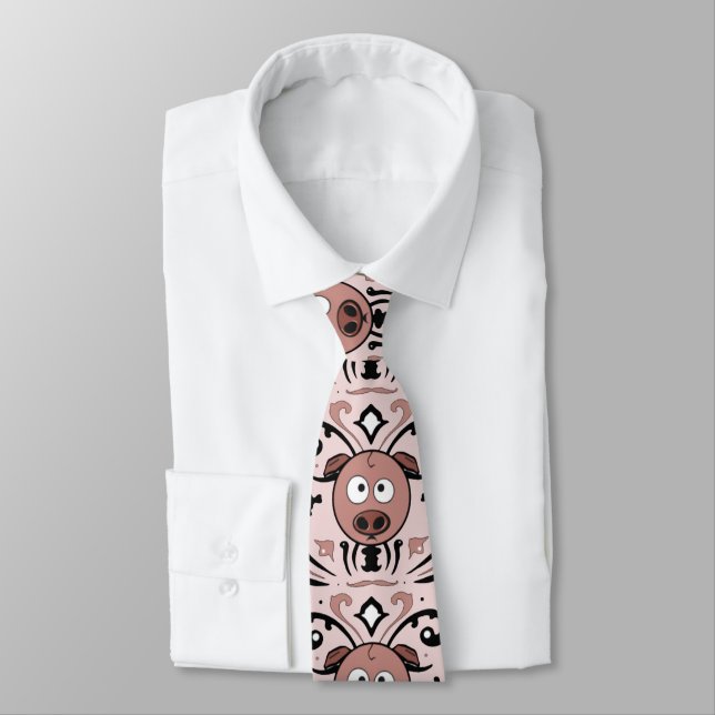 Pig Damask Tie (Tied)