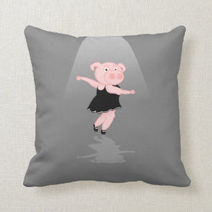 Pig Dancing Throw Pillow