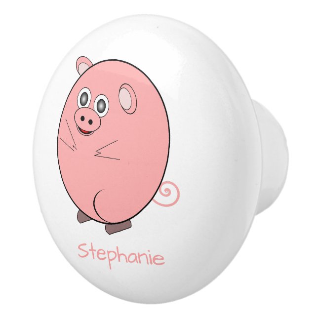 Pig Design Personalised Ceramic Knob (Right)