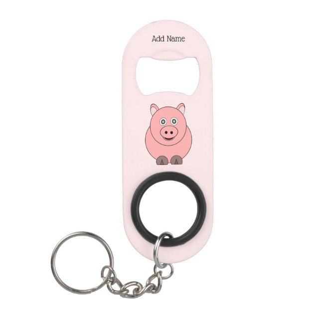 Pig Design Personalised Keychain Bottle Opener (Front)