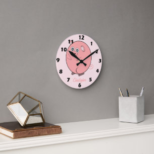 Pig Design Personalised Round Clock