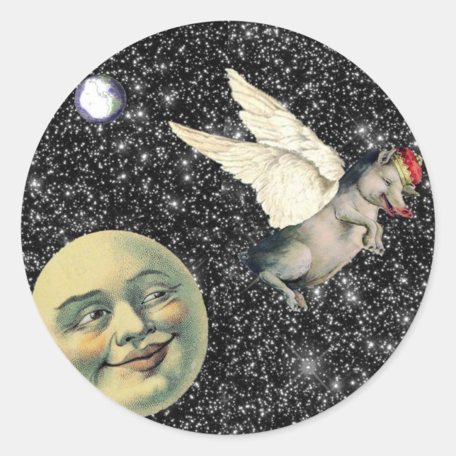 Pig Dreams Classic Round Sticker (Front)